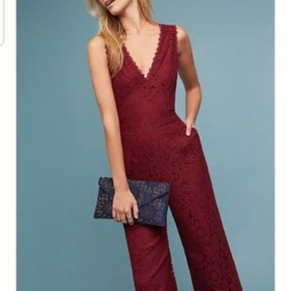 NWT Anthro Greylin Farrah Cropped Lace Jumpsuit XS - Picture 2 of 4